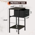 thumbnail image 3 of Black Nightstand, Bedside Table with Fabric Storage Drawer, Open Wood Shelf, Bed Side Table, Night Stand for Bedroom Furniture, End Table for Living Room, Dorm, Entryway, 25.03" Height, 3 of 16