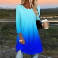 thumbnail image 2 of VEKDONE Tunic Tops for Women 3/4 Sleeve Crewneck Pullover Tops Fashion Gradient Color Print Long Blouse Casual Loose Fit Lightweight Curved Hem Shirts, 2 of 6
