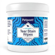 Petpost | Tear Stain Remover Wipes - 100 Presoaked Cotton Pads - Best Eye Crust Treatment for White Fur - Maltese Angels Approved - Chemical and Bleach Free (100 ct.)