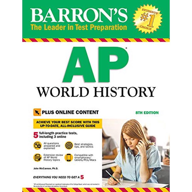 Barrons AP World History, 8th Edition: With Bonus Online Tests Barrons Test Prep , Pre-Owned Paperback 1438011091 9781438011097 John McCannon