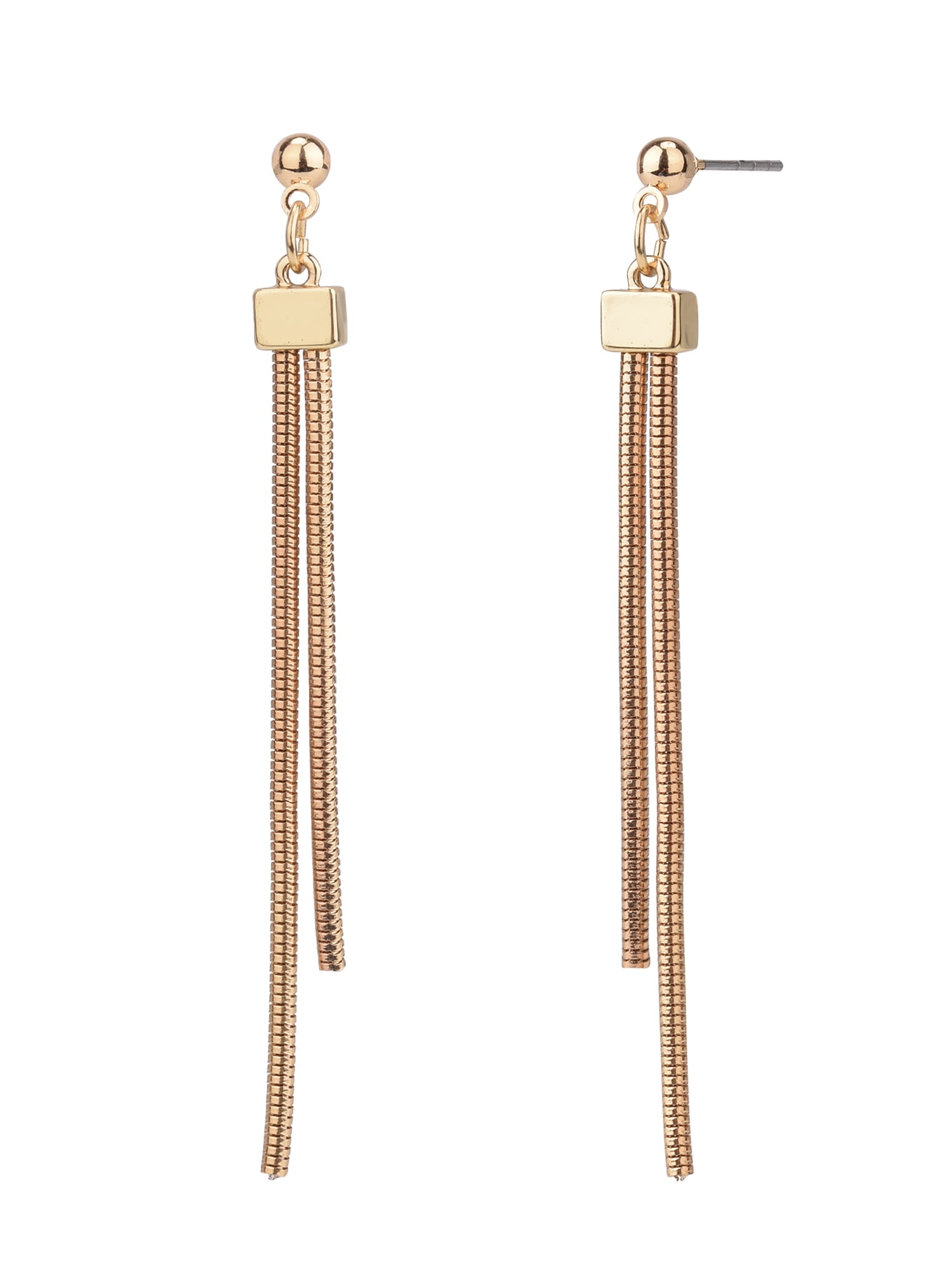 Time And Tru Women's Round Snake Chain Linear Earring