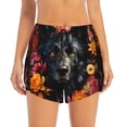 thumbnail image 2 of Salouo Colorful Floral Black Dog Print Women's 2 in 1 Running Shorts Double-Layer Shorts Athletic Workout Gym Yoga Shorts Running Shorts for Women-Medium, 2 of 7