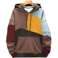 thumbnail image 1 of Sudadera con capucha y cordón de bloque de color para hombre, novedad, sudadera de manga larga, khkai xxl JAMW Sencillez, 1 of 5
