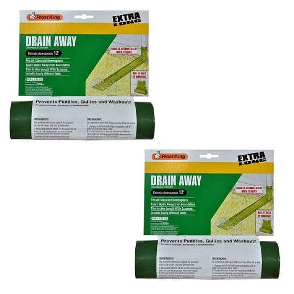 Frost King DE300 12' ft x 7" Green Plastic Flexible Roll Out Downspout Extender - Quantity of 2
