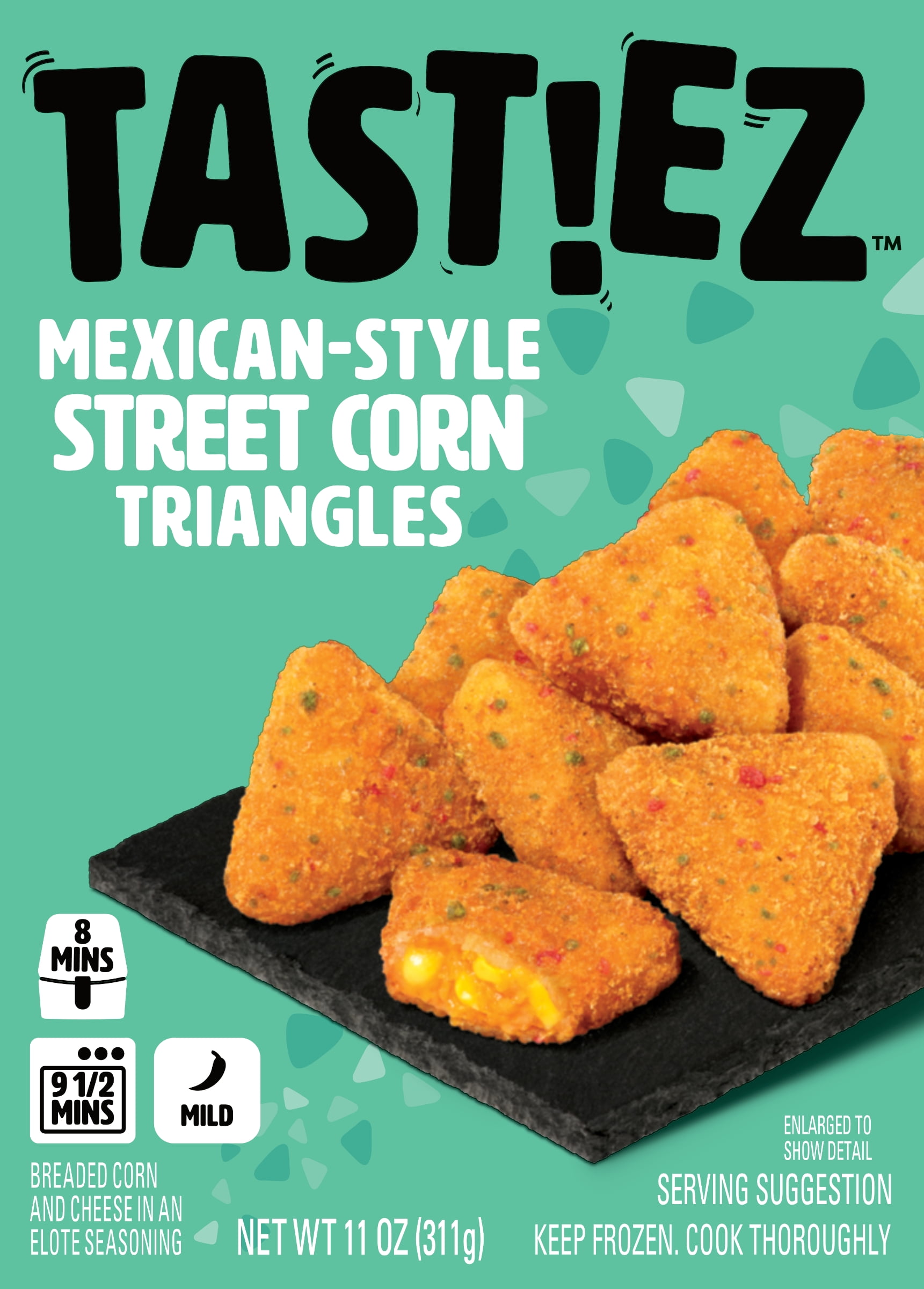 TAST!EZ Breaded Mexican-Style Street Corn Triangles, 11 oz Carton, TASTIEZ Frozen Appetizers