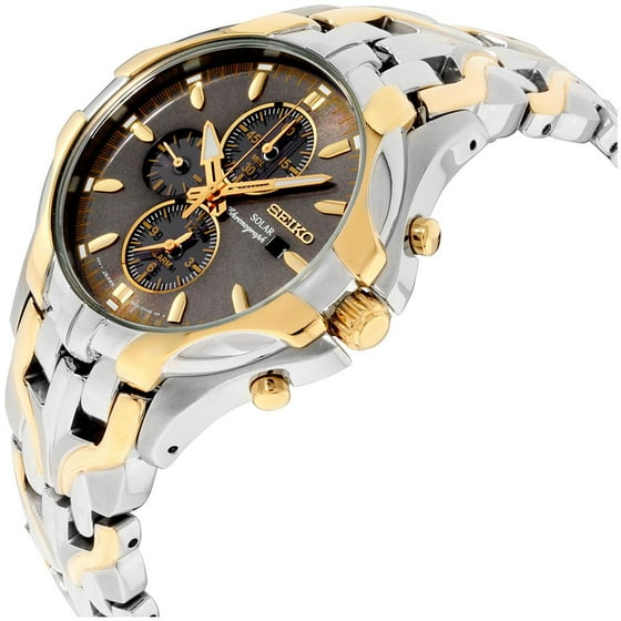 seiko solar chronograph two tone