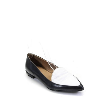 

Pre-owned|Everlane Womens Leather Pointed Toe Loafers Black White Size 6