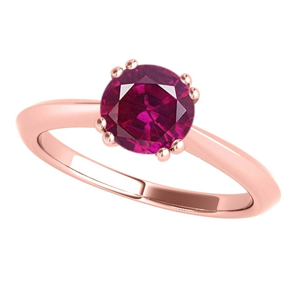 Aonejewelry 0.90 Carat Created Ruby Engagement Ring In 10k Rose Gold
