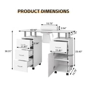 Nail Table Station for Nail Tech with Electric Downdraft Vent & Locking Castors & Wrist Cushion, Beauty Salon Resistant with Drawers & Cabinet Home Manicure Table Nail Desk for Spa Beauty Salon