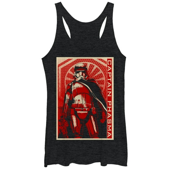 Women's Star Wars The Force Awakens Captain Phasma Poster  Racerback Tank Top Black Heather Small