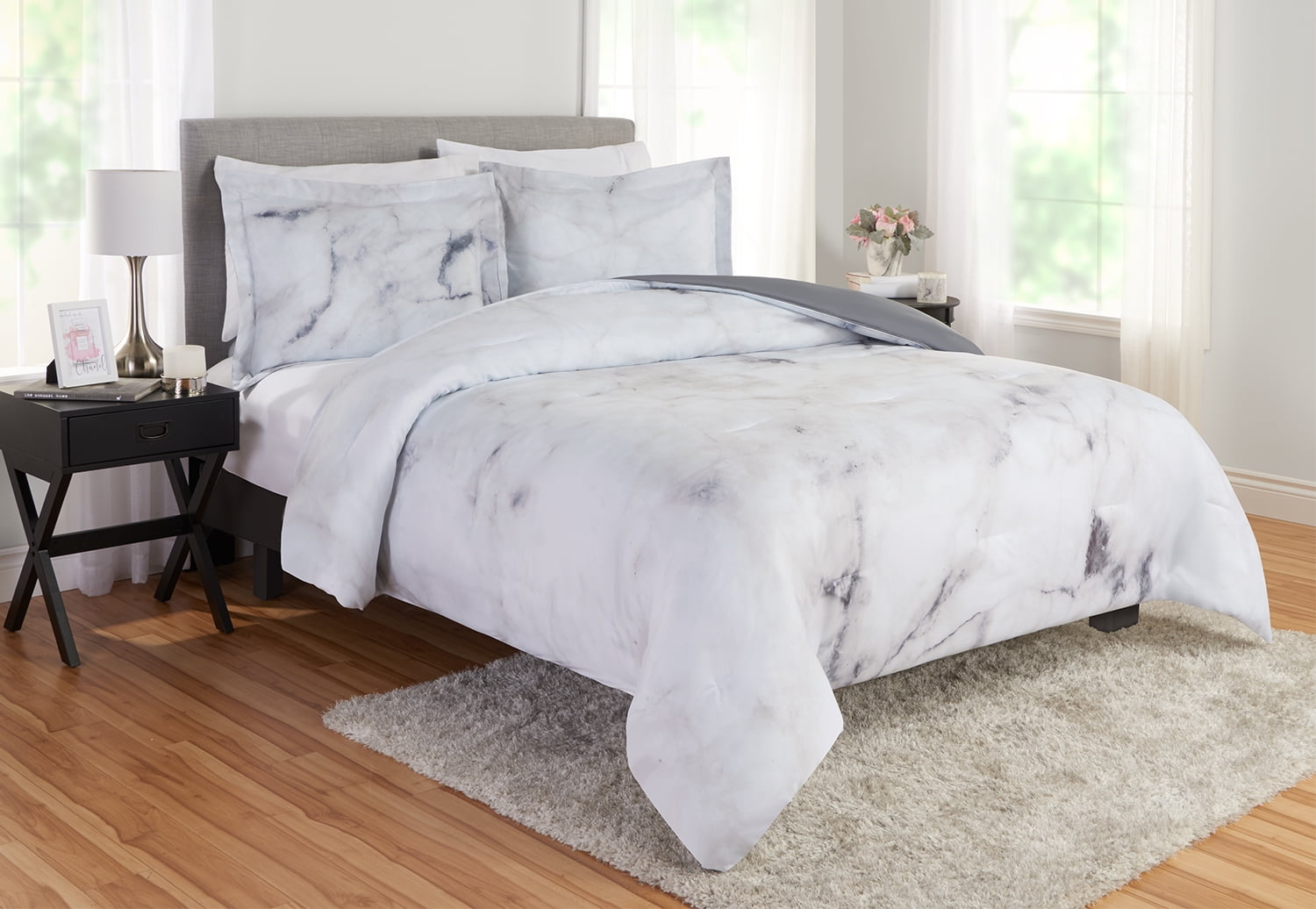 Details about   Bedsure Marble Printed Comforter Set Full/Queen, White Super S - 3-Piece Set 