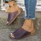 thumbnail image 5 of Bmisegm Ladies Summer Retro Pure Colour Slope Heel Thick Bottom Fish Mouth Big Size Sandal Slippers Summer Purple 7, 5 of 9
