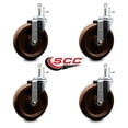 thumbnail image 2 of 6 Inch High Temp Phenolic Wheel Swivel 7/16 Inch Grip Ring Stem Caster Set SCC, 2 of 2