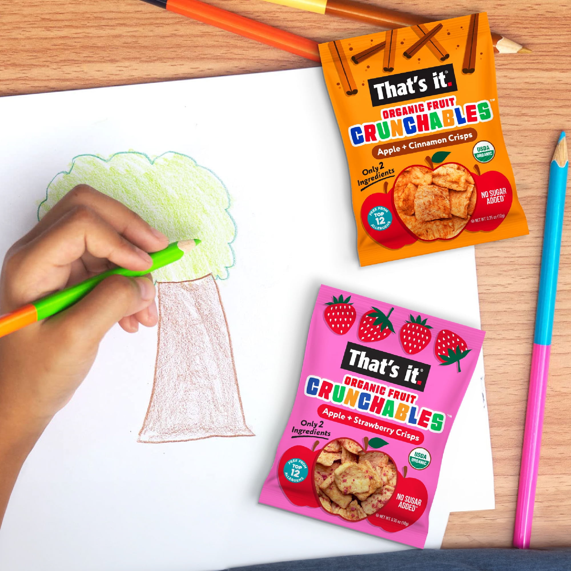 (6 pack) That's It. Crispy, Gluten-Free, Organic Apple + Strawberry Crunchables, 6 Count