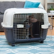 SportPet Designs Durable Plastic Airline Approved Pet Kennel, Double Wire Door