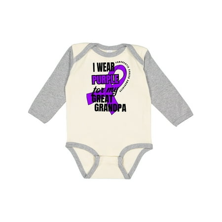 

Inktastic I Wear Purple For My Great Grandpa Pancreatic Cancer Awareness Gift Baby Boy or Baby Girl Long Sleeve Bodysuit