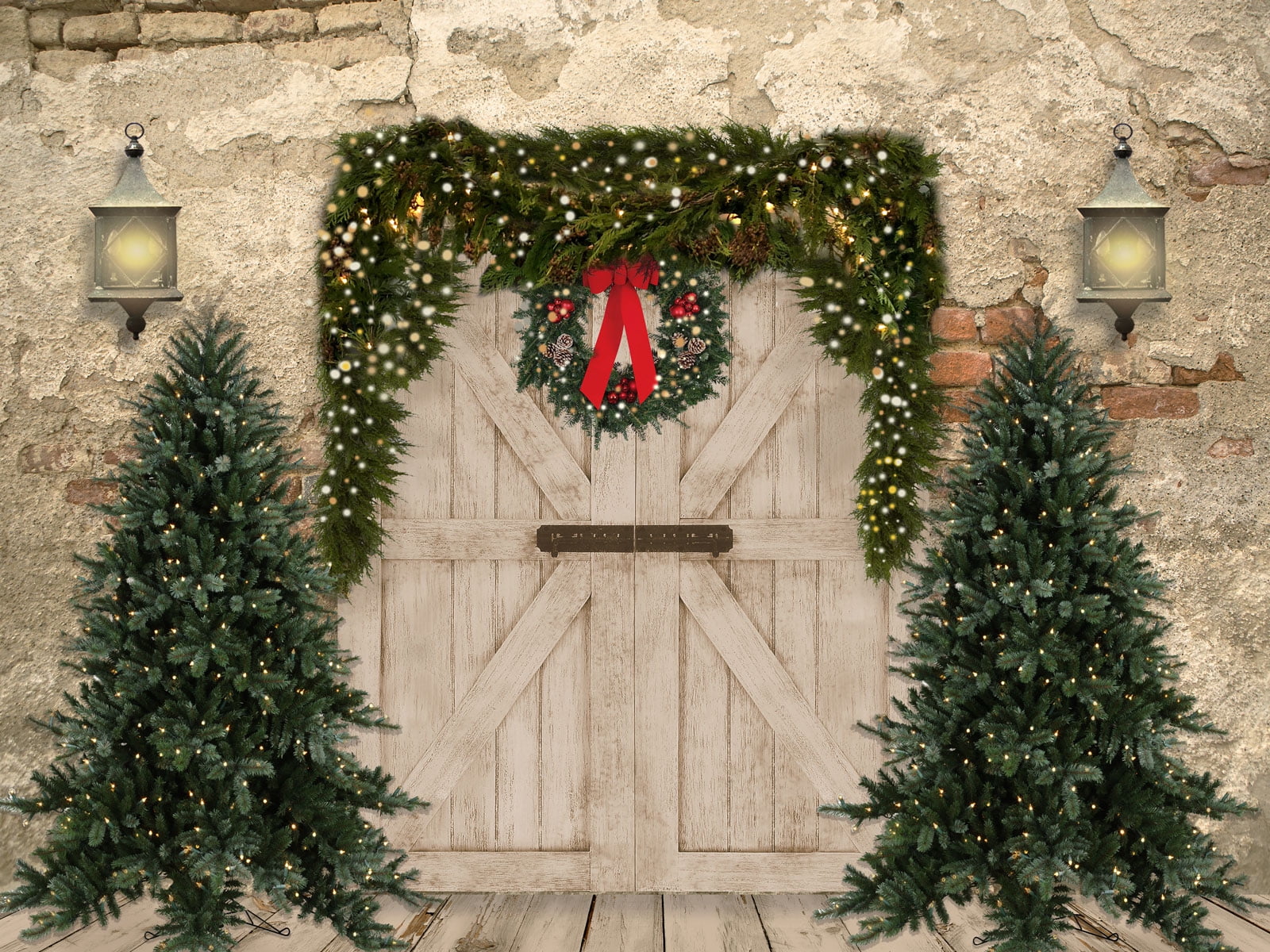 Kate 6.5x6.5ft Christmas Backdrop Barn Door Backdrop Party Backdrop