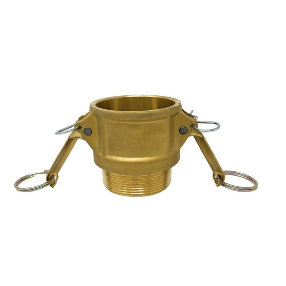 Gloxco Brass Type B Cam and Groove Fitting, 2" Female Camlock x 2" Male NPT (CAM-20-B-BR)