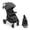 Gray, variant on Gromast Baby Stroller with Detachable Snack Tray, Oversized Seat for Newborn to 4 Years, One-Hand Fold Travel Stroller w/ Big Wheels, Adjustable Backrest, UPF 50+ Canopy & Cup Holder - Black