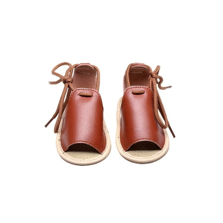

Binpure Baby Crib Shoes Cute Lace Up Sandals Soft Anti-Slip Sole First Walkers