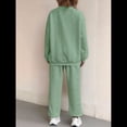 thumbnail image 4 of Conjunto Deportivo de Dos Piezas para Mujer: Sudadera y Pantalón Deportivo de Cuello Redondo Liso y Holgado, Conjunto de Jersey para Estar en Casa. Verde M, 4 of 5