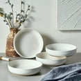 thumbnail image 4 of Juego de 4 cuencos para pasta, cuencos de cerámica de 34 onzas, plato de servir blanco, tazón ancho y poco profundo para frutas, fideos, cenas, inauguración de la casa, boda, 4 of 4