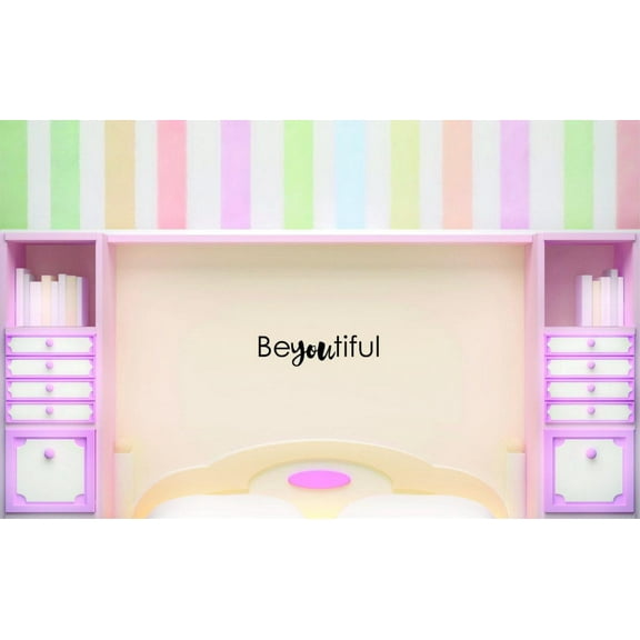 Decal - Peel & Stick Wall Sticker : Beyoutiful Living Room Bedroom Quote Home Decor Picture Art 8x32 Inches