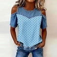 thumbnail image 6 of QUNYINEY Womens Short Sleeve T Shirts Polka Dot Summer Cold Shoulder Graphic Tees Cute Relaxed Fit Crew Neck Casual Pullover Tops, 6 of 6