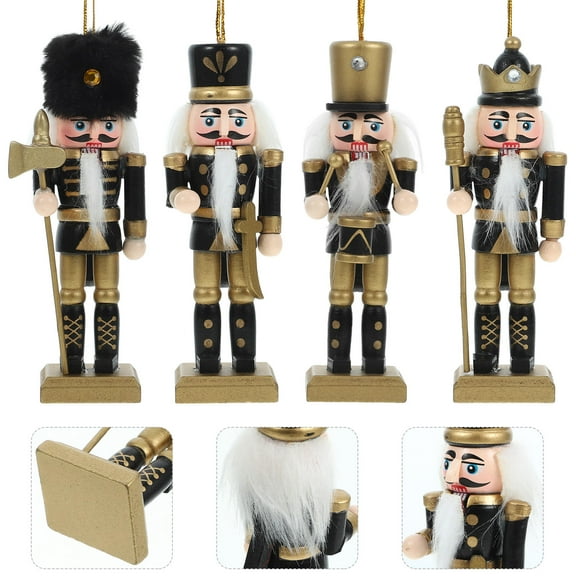 Masteelf Wooden Nutcracker Christmas Decoration for Xmas Party Table Decor 4pcs Multi Color