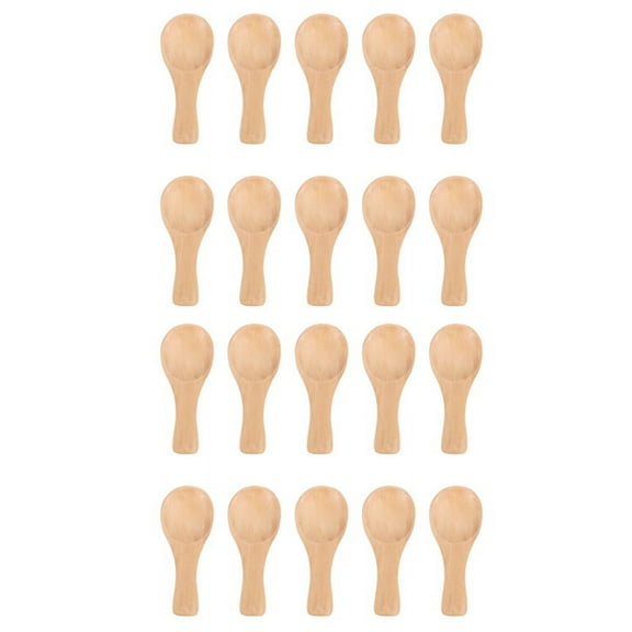 Short Handle 20 Packets of Small Wooden Spoon, Perfect for Small Jars of Jam, Spices, Condiments, Seasonings
