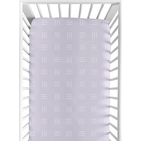 UPC: 0846480096702 | Boho Mudcloth Hatch Lavender Purple and White Fitted Crib Sheet Girl by Sweet Jojo Designs