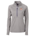 thumbnail image 2 of Women's Cutter & Buck Gray Texas Longhorns Vault DryTec Adapt Eco Knit Stretch Recycled Raglan Half-Zip Top, 2 of 3