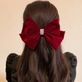 thumbnail image 2 of Pinza de pelo de plátano con perlas de tela de nuevo estilo para mujeres y niñas (negro, rojo), 2 of 5