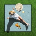 thumbnail image 3 of 80”x 80”Extra Large Blue Geometry Picnic Blankets Waterproof Foldable Beach Blanket Sandproof,3-Layer Thicking Outdoor Packable Blanket for Camping, Park, Beach, Grass, Indoors, 3 of 6