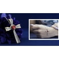 thumbnail image 3 of Dazzlingrock Collection 5X5mm Heart Shaped Center Garnet & Round White Diamond Religious Cross Pendant for Women with Silver Chain (0.21 ctw, Color I-J, Clarity I1-I2) in 14K Yellow Gold, 3 of 5