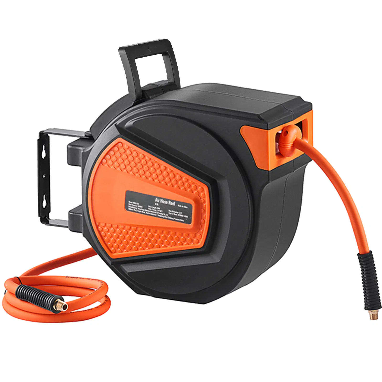 Retractable Air Hose Reel 3/8" x 50 FT Hybrid Hose Max 300 PSI Ceiling Wall Mount Enclosed Reel with 5' Lead and 180° Swivel for Easy Use