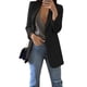 thumbnail image 5 of Traje de cárdigan para mujer, trajes casuales, chaqueta de trabajo ligera con solapa, elegante, abierta y holgada. Negro 3XL, 5 of 8