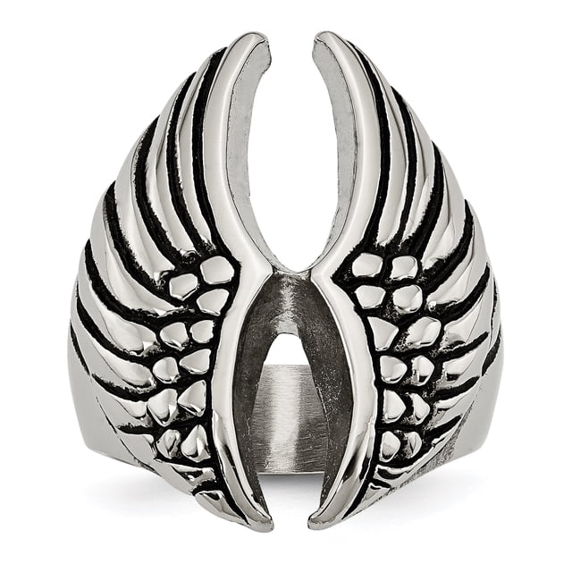 Bague Ailes Polies et Antiques en Acier Inoxydable Taille 8