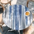 thumbnail image 2 of Blue Gray Round Tablecloth, Fitted Table Cover with Elastic for 36"-44" Round Tables, Modern Simple Abstract White Ombre Texture Table Cloth Outdoor Indoor Dinning Party Waterproof Tablecloths, 2 of 7