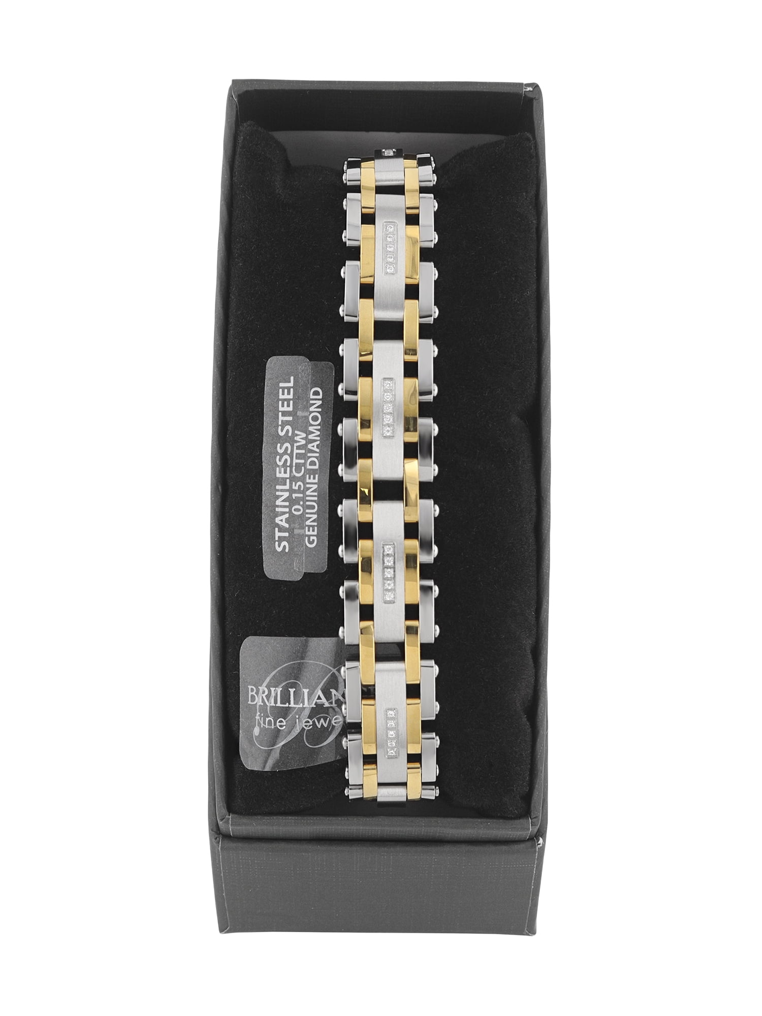 Men's 0.15 ctw Black Diamond Black Finish Steel Link Bracelet