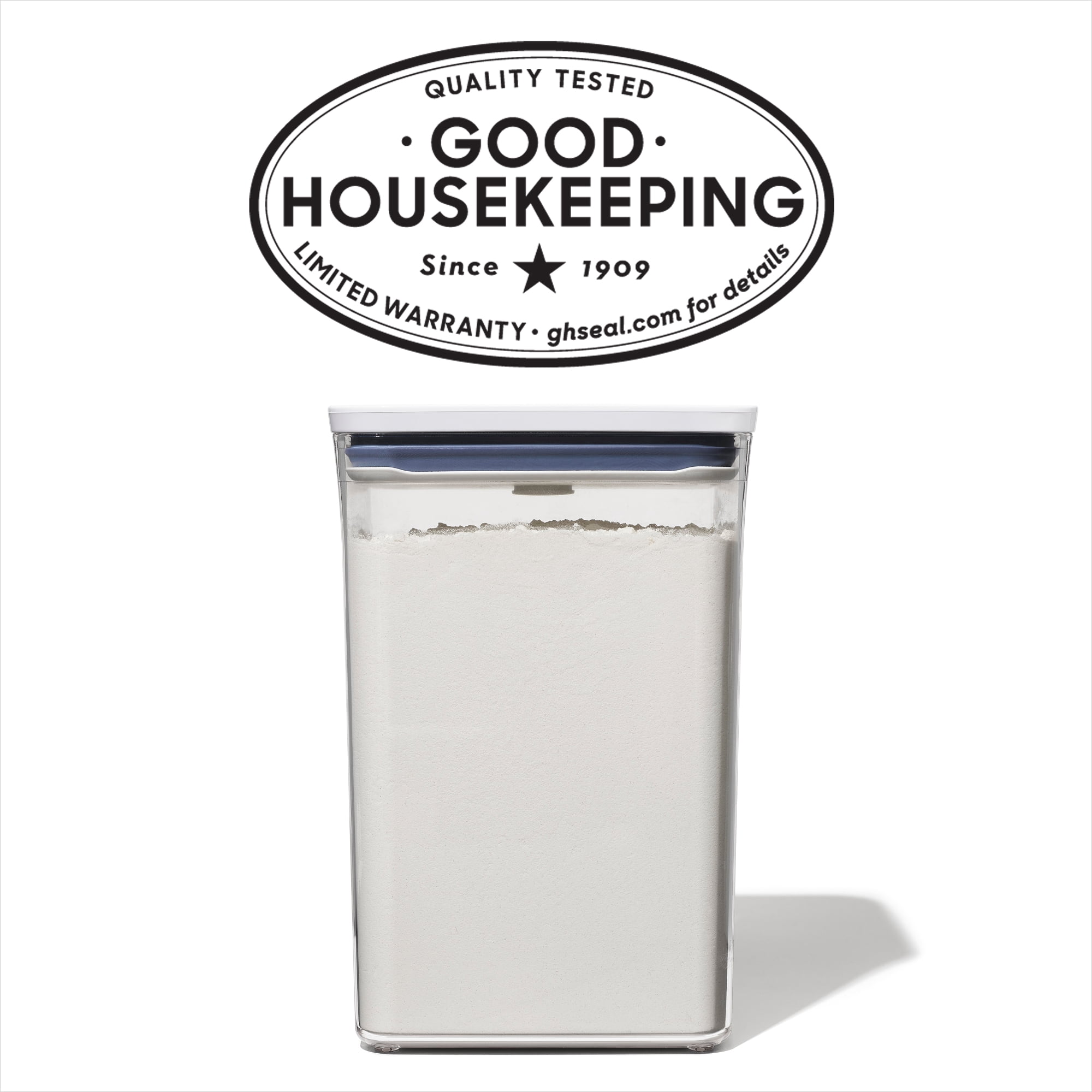 (2 pack) OXO POP Container 4.4-Qt Medium Big Square Food Storage Container, White