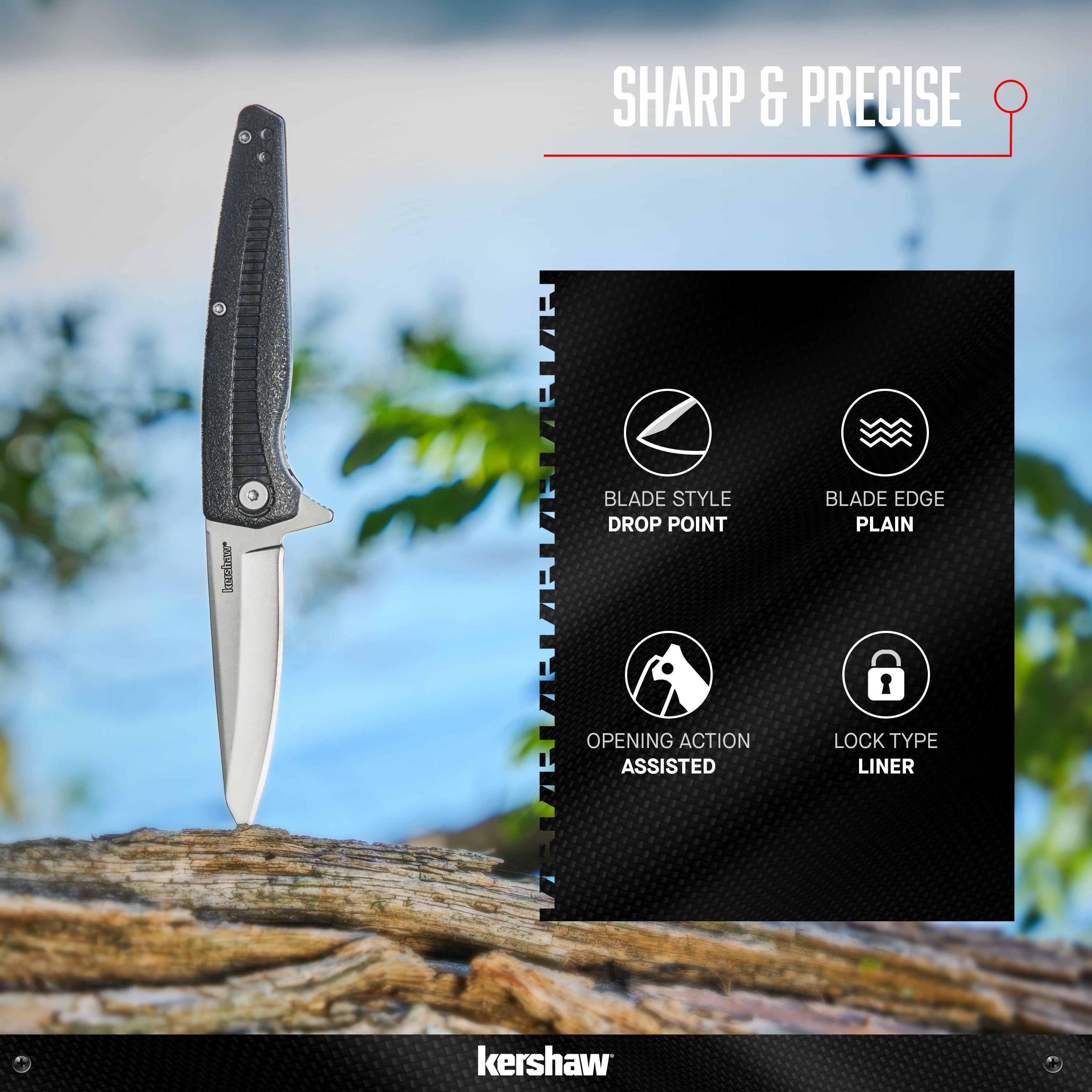 Kershaw Hotwire Pocket Knife, 3" Blade with Assisted Opening