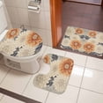 thumbnail image 5 of Vintage Flower Dahlia Bathroom Rugs Set Revivalism Plant Watercolor Non Slip Absorbent Soft Bath Mats 3 Piece Set with Bathroom Rug, U-Shaped Floor Mat, Toilet Seat Cover Large Size, 5 of 9