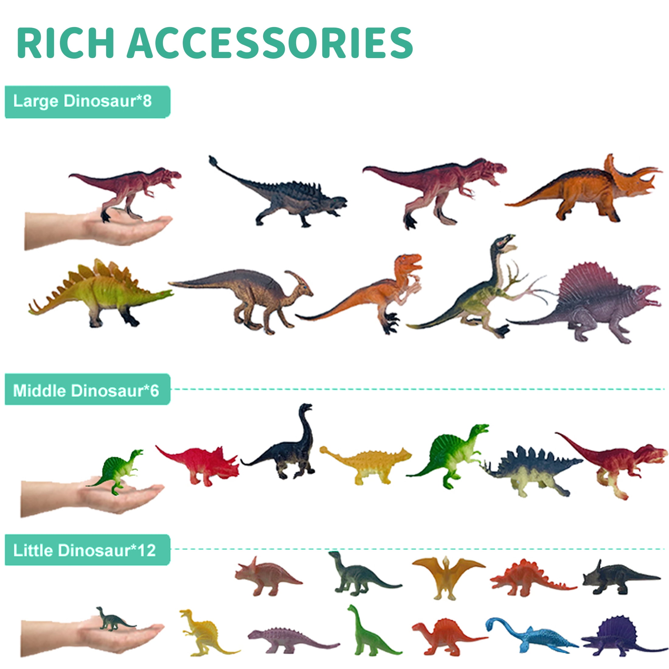 KOPPOP Dinosaur Playset (54PCS) - Realistic Dino Figures with Activity Mat & Storage Box, Toddler Dinosaur Toys,STEM Educational Toy for Kids Ages 3-6 (Boys & Girls).