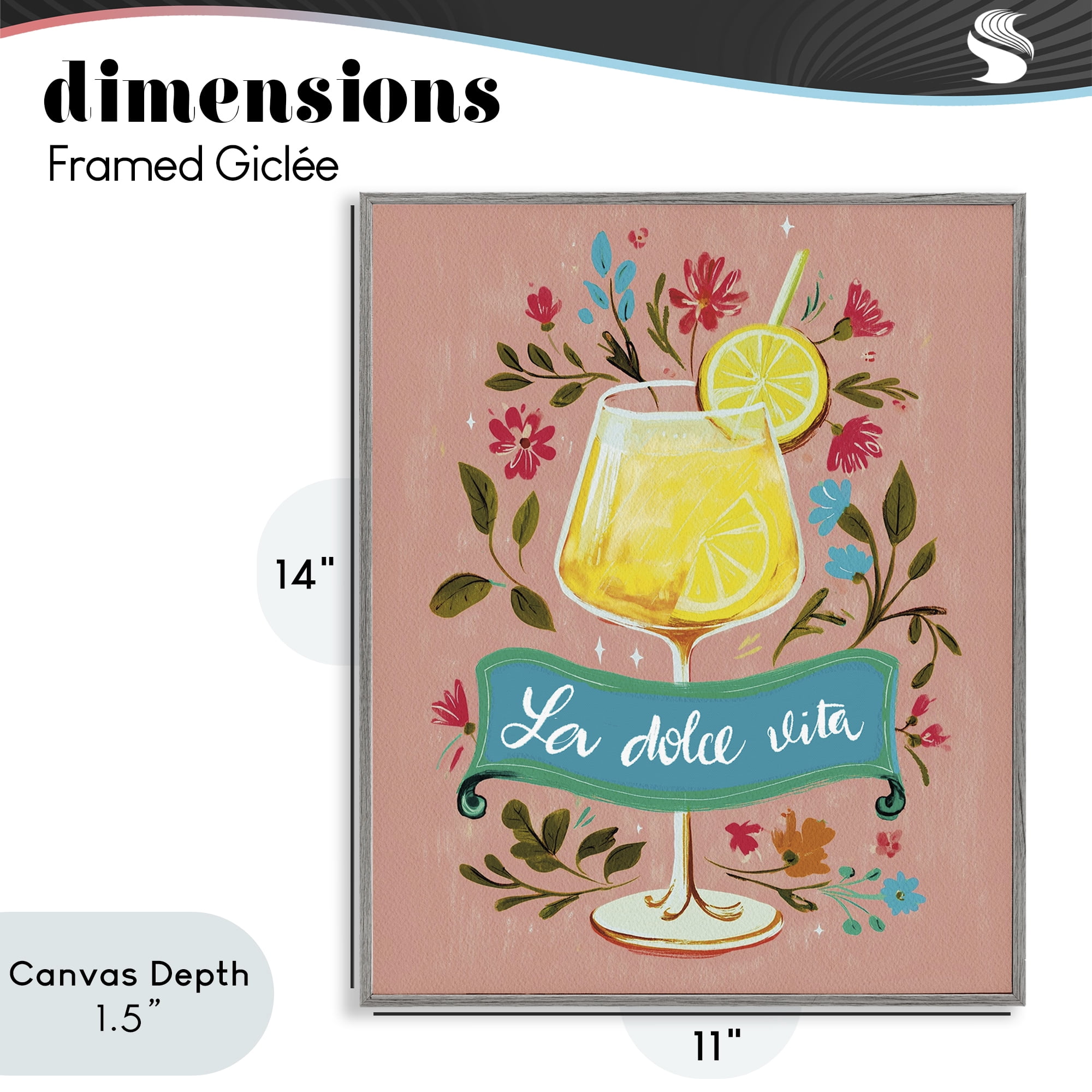 Stupell Industries Lemon Cocktail Sweet Life Gray Framed Giclee Art, design by Yen