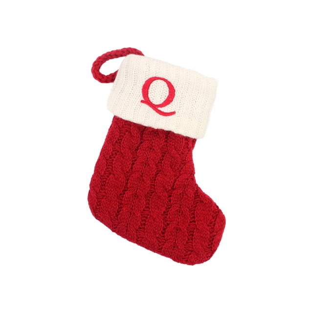 TIELUTT Bas de Noël avec Initiales Grandes Lettres Brodées Tricotées Rouges 12 Jours de Cartes de Chansons de Noël Flocons de Neige Acryliques Grandes Sucettes Décorations de Noël Ruban Lustre Flocons de Neige Perles