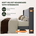 thumbnail image 5 of Einfach Queen Bed Frame, Upholstered Platform Bed with Wingback Headboard, No Box Spring Required, Gray, 5 of 9