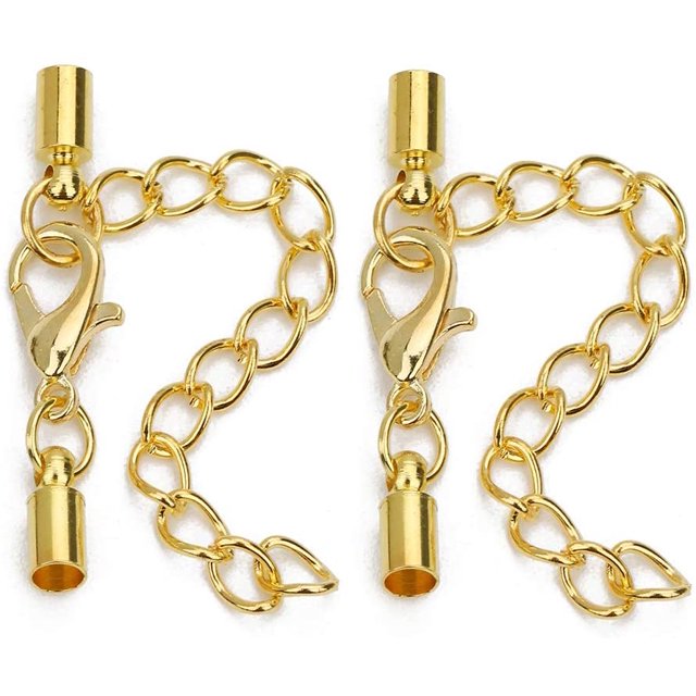 Paquete de 20 conectores de extremo de cordón de cuero con cadena de extensión de tapa de extremo de hebilla de langosta para fabricación de joyería DIY collar pulsera Zhivalor PTL186-1