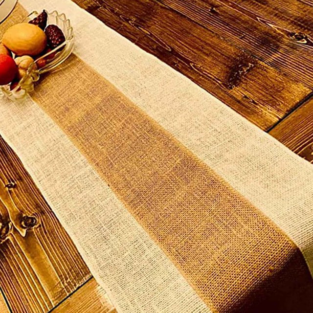 2X Burlap Table Runners for Kitchen Jute Table Runner 72 Inch - Natural Farmhouse Centerpieces for Tables - Dining Room