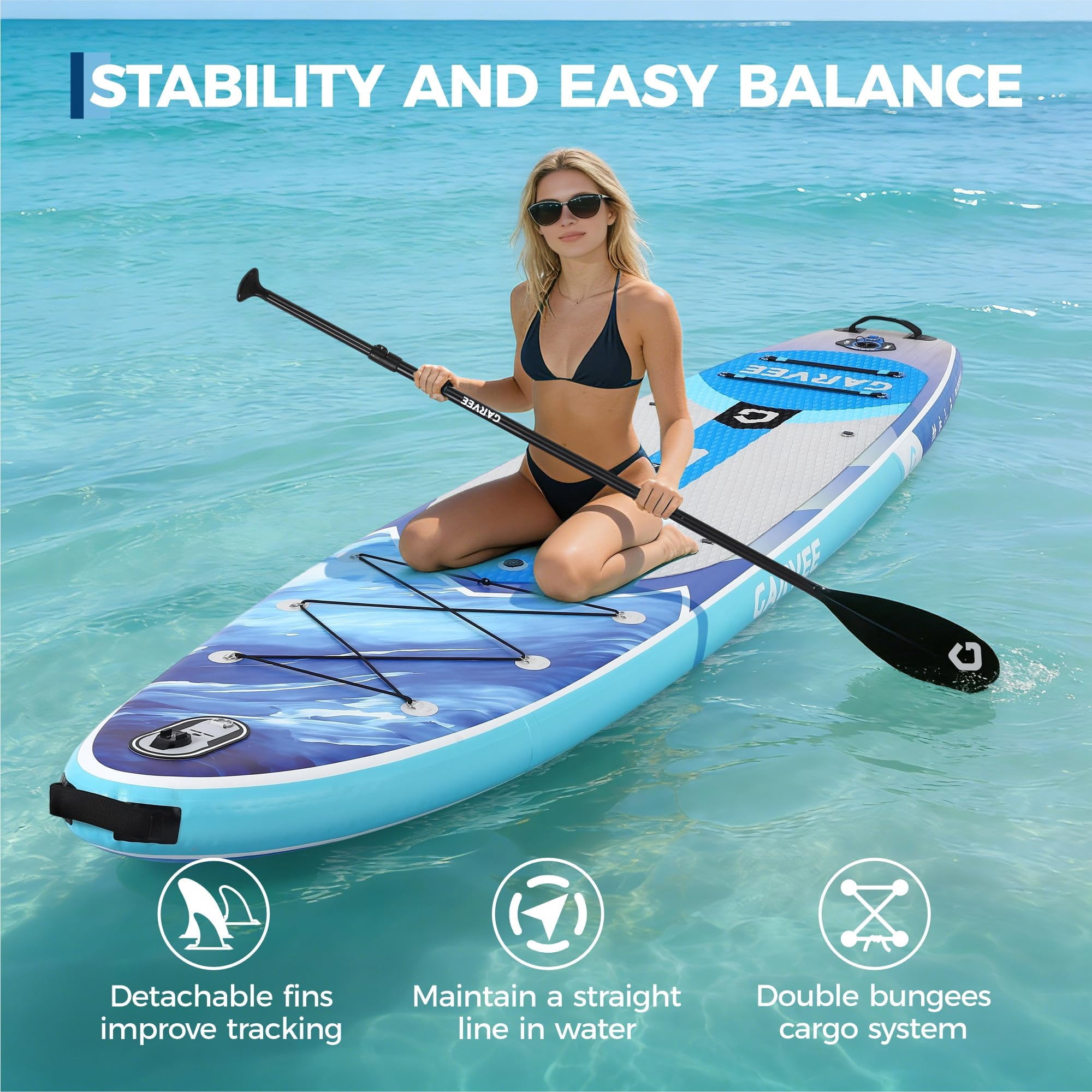 QinaQin Inflatable Stand-Up Paddleboard with pre-mium Sup Accessories, Supporting Up To 450 Lbs. Wide Design Is Suitable for Beginners and Comes with a Large Paddle with a Camera Mount